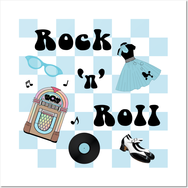 Rock n Roll Blue Wall Art by KarwilbeDesigns